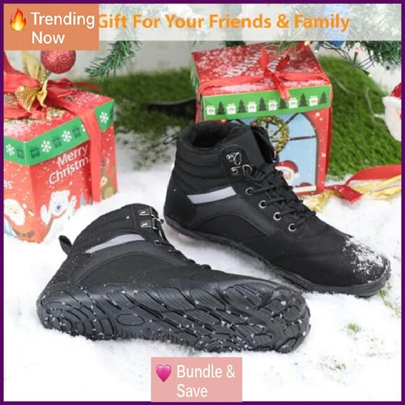 Winter Barefoot Boots Wide Toe Box Zero Drop Water Resistant Snow Boots - Picture 5 of 8